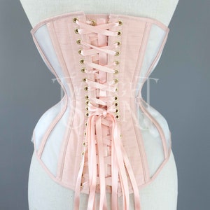 Satin ribbon corset lacing, 10mm /15mm double faced satin ribbon, replacement lacing, lacing tipped with metal aglets PEACH image 5