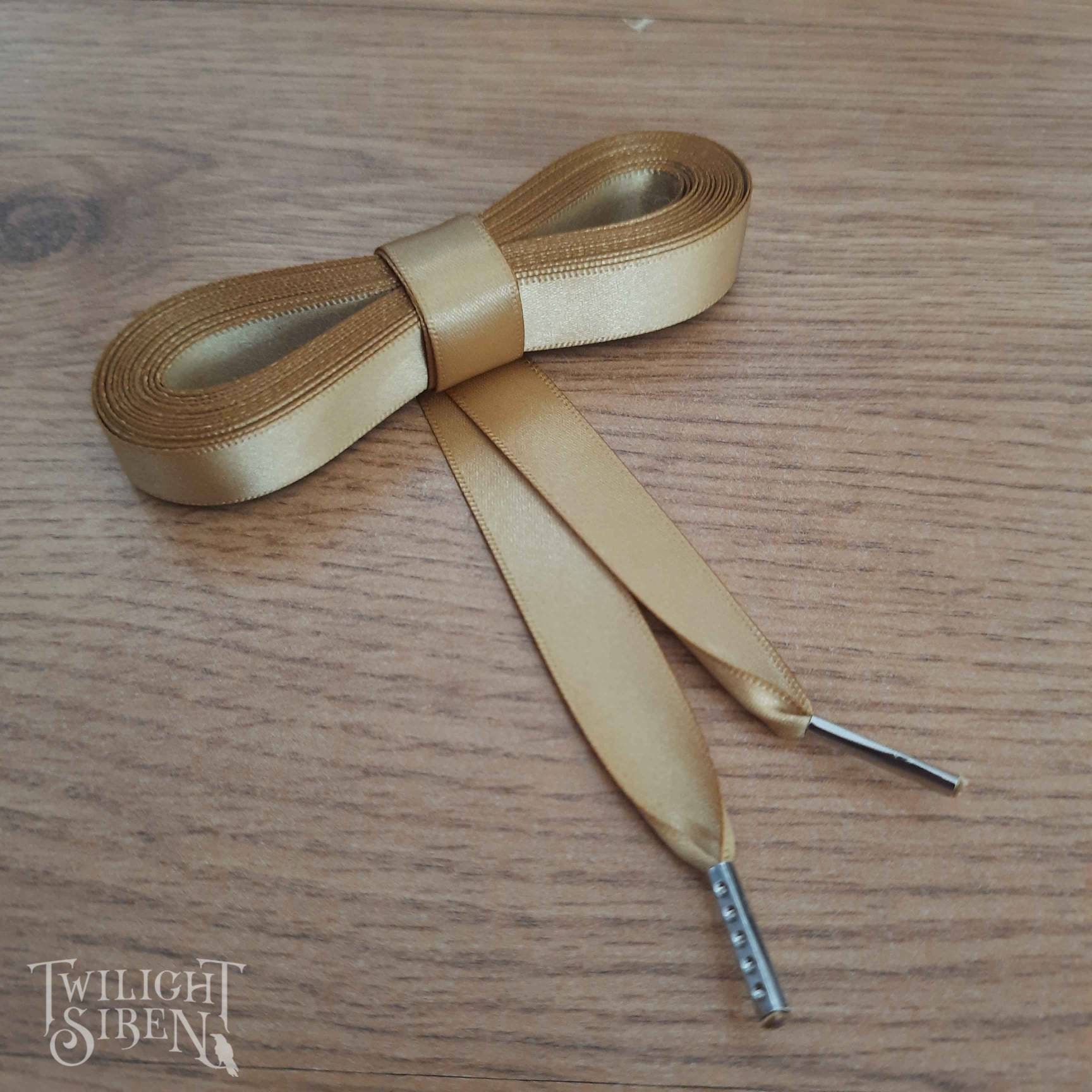 Satin Ribbon Corset Lacing, 10mm/ 15mm / 25mm Double Faced Satin Ribbon Lace,  Replacement Gown/dress Lace Tipped With Metal Aglets - GOLD- - Etsy
