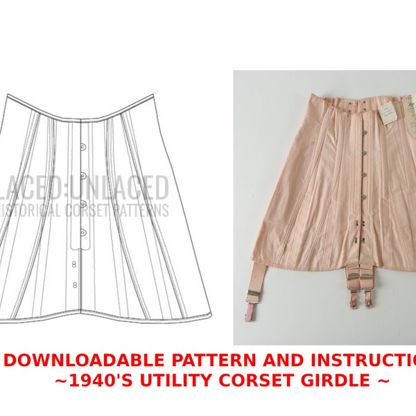Corset pattern pdf, DIGITAL DOWNLOAD AVRO 1940s corset pattern, corset girdle pattern, vintage sewing pattern, corset making pattern