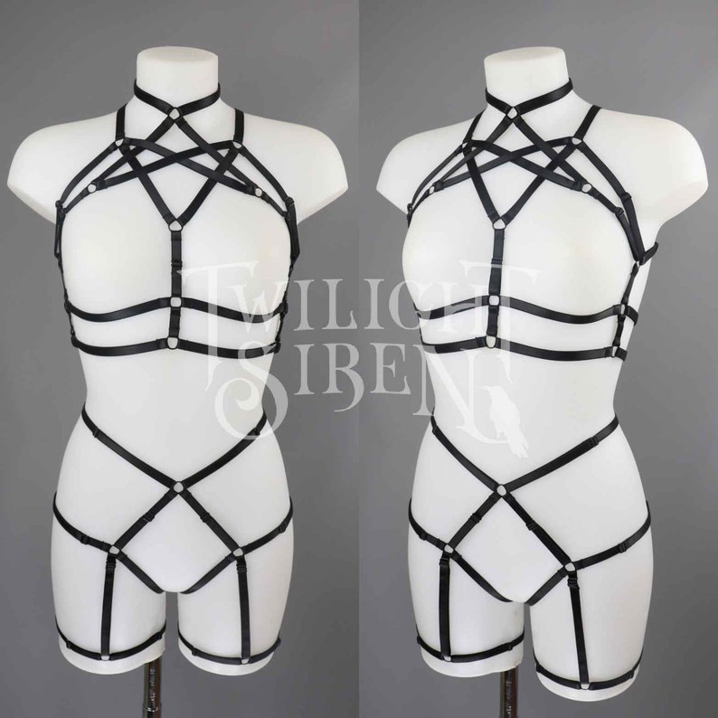 HEXAGRAM BODY HARNESS elastic strap harness cage lingerie set harness bra leg harness