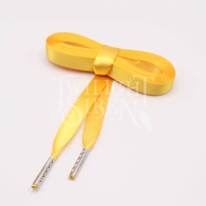 Satin ribbon corset lacing, 10mm /15mm double faced satin ribbon, replacement lacing, lacing tipped with metal aglets  -HONEY GOLDEN YELLOW-