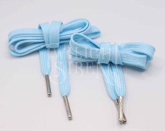 SALE - PAIR x 1 METRE length blue  polyester corset lacing, replacement stays lacing, shoe lacing tipped with silver metal aglets,