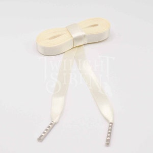 Satin ribbon corset lacing, 10mm/ 15mm /25mm double faced satin ribbon, replacement gown dress lace, lacing tipped with metal aglets  -CREAM
