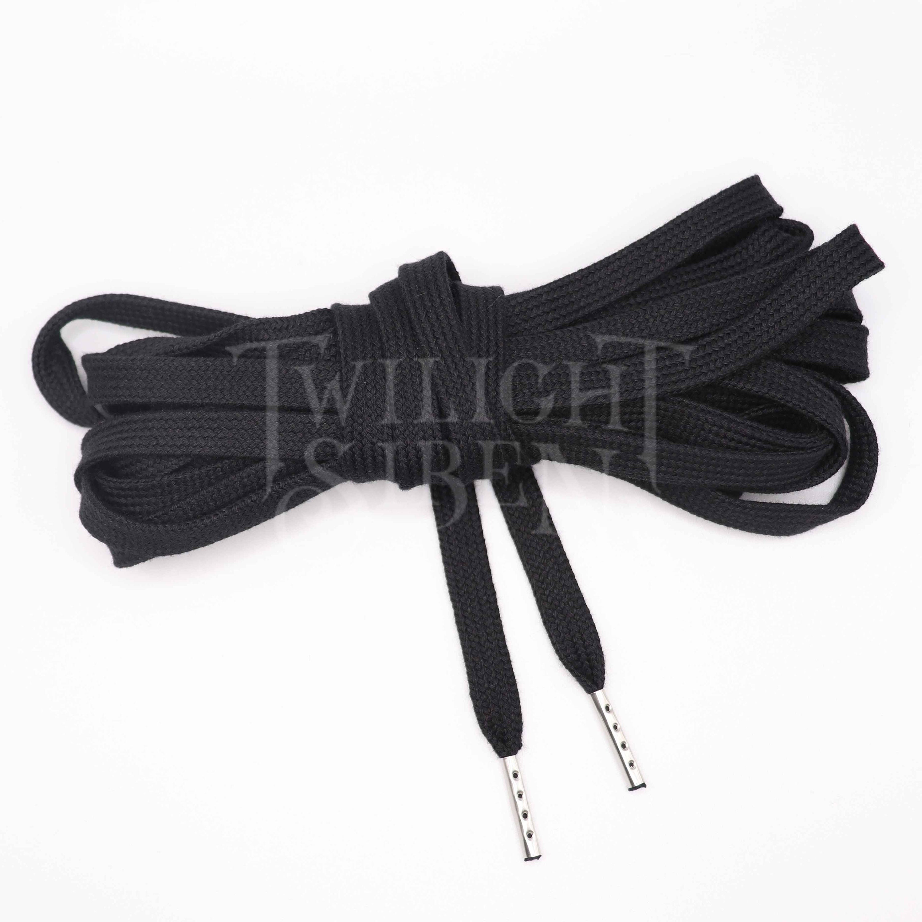 Black Luxury Leather Laces - Gunmetal Plated