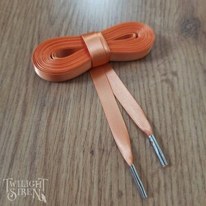 Satin ribbon corset lacing, 10mm / 15mm double faced satin ribbon, replacement stays lacing, lace tipped with metal aglets  -APRICOT ORANGE-