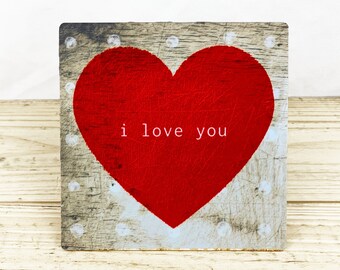 I Love You 5" Metal Retro Sign