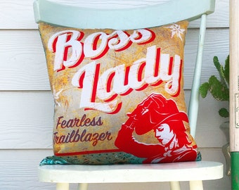 Boss Lady Fearless Trailblazer Western Pillow 18" Unstuffed