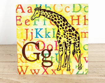 G for Giraffe  5" Metal Retro Sign