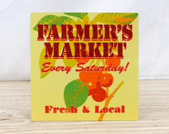 Farmer's Market Rustic 5" Metal Retro Sign