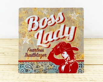 Boss Lady 5" metal retro sign