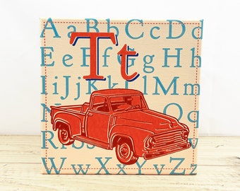 Tt is for Truck  8" Canvas Retro Sign