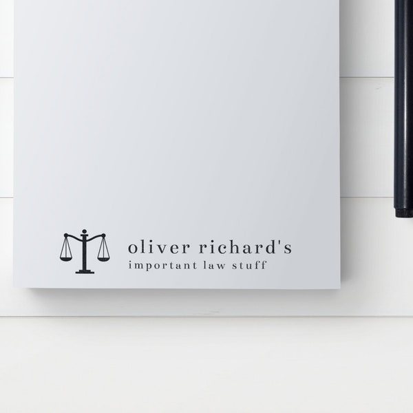 Personalized Funny Law Notepad | Important Law Stuff | Lawyer Gift | Law School Graduation Gift