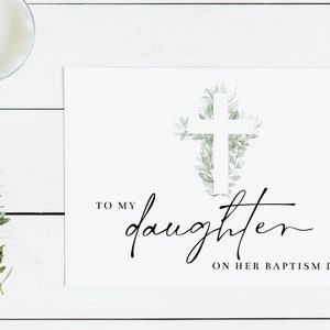 Imprimible para mi / nuestra hija en su tarjeta del día del bautismo / Tarjeta plegada en blanco cristiana religiosa / Descarga instantánea