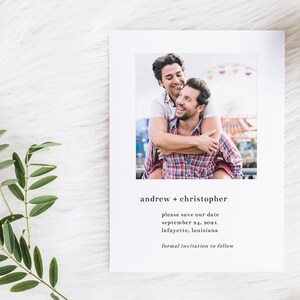 Moderne minimaliste Réservez cette date avec photo | Simple sauvez notre carte date |  Imprimable à téléchargement immédiat | Modèle modifiable