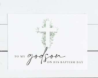 Printable To My / Our Patenkind auf seiner Taufkarte | Religiöse christliche leere Klappkarte | Sofort Download