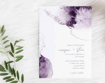 Purple Watercolor Wedding Invitations | Violet Wedding Invites | Printable Instant Download | Editable Template