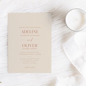 Simple Boho Wedding Invitation | Modern Tan Terracotta Burnt Orange | Printable Instant Download | Editable Template
