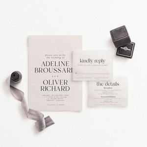 Modern Bold Wedding Invitation Suite | Invite Details RSVP Reply Card | Printable Instant Download | Editable Template