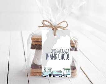 Train Party Favor Tags | Chugga Chugga Thank Choo | Printable Instant Download