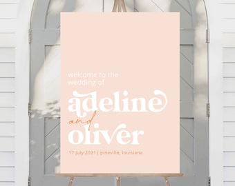 Retro Wedding Welcome Sign | Bold Colorful Typography | Jewel Tone Boho | Printable Editable Corjl Template