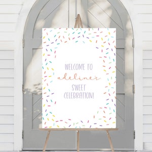 Sweets Sprinkles Birthday Party Welcome Sign | Printable Instant Download | Editable Template