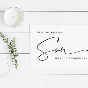 Imprimible a mi maravilloso hijo en su tarjeta del día de la boda / pequeña tarjeta doblada en blanco / descarga instantánea