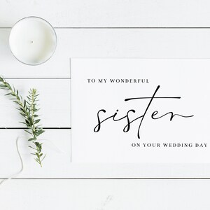 Imprimible a mi maravillosa hermana en su tarjeta del día de la boda / pequeña tarjeta doblada en blanco / descarga instantánea