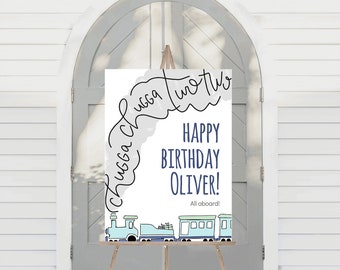 Chugga Chugga Two Two Large Welcome Sign | Party Decor | Printable Instant Download | Editable Template