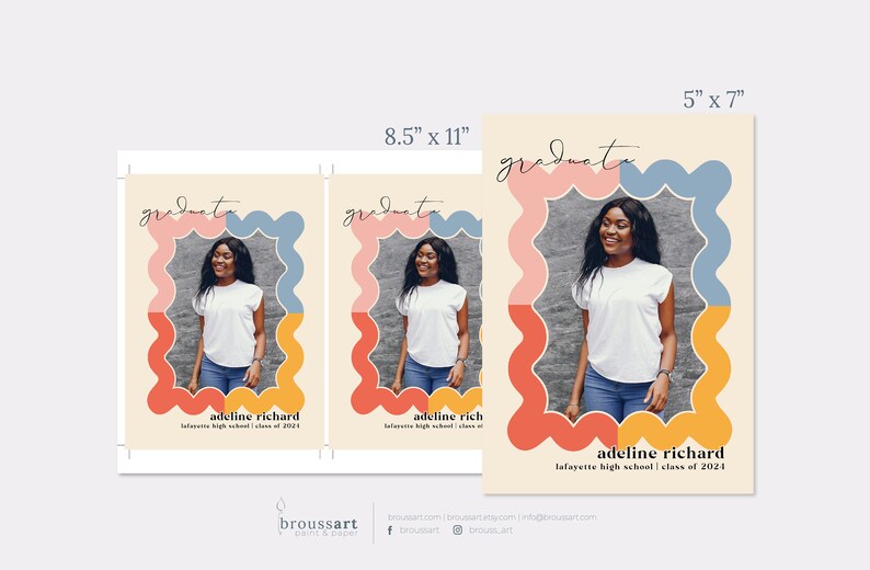 Colorful Wavy Graduation Announcement | Cute Trendy Photo | Printable ...