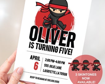 Ninja Party Invitations | Printable Instant Download for Kids | Editable Template