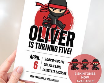 Ninja Birthday Party Invitations | Printable Instant Download