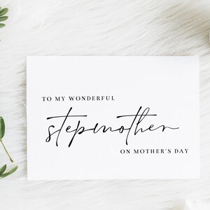 Tarjetas imprimibles del Día de la Madre Madrastra / Tarjeta plegada minimalista con guión de madrastra / Descarga instantánea