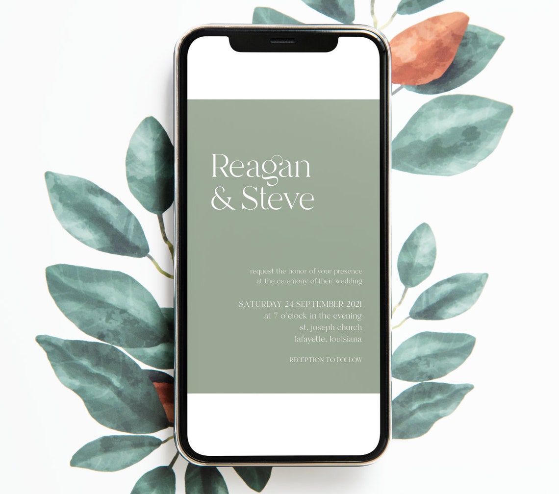 Sage Green Wedding Invitations Modern Minimalist Wedding - Etsy