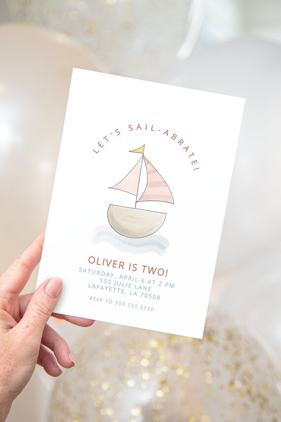 Sail Boat Birthday Party Invitations | Printable Instant Download | Editable Template