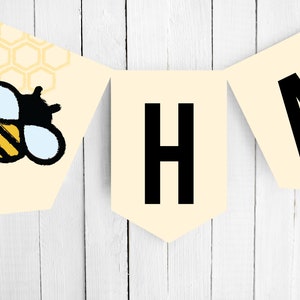 Printable Happy Bee Day Banner | Instant Download | Edit & Print | Birthday Bunting | Party Decorations