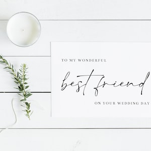 Imprimible a mi maravilloso mejor amigo en su tarjeta del día de la boda / pequeña tarjeta doblada en blanco / descarga instantánea