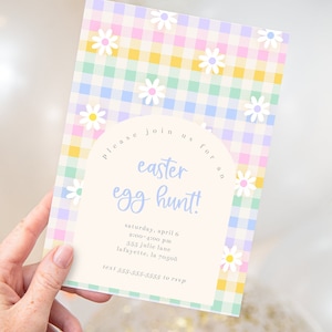Spring Plaid Easter Egg Hunt Invitation | Printable Instant Download | Editable Template