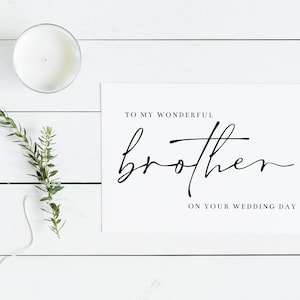 Imprimible a mi maravilloso hermano en su tarjeta del día de la boda / pequeña tarjeta doblada en blanco / descarga instantánea