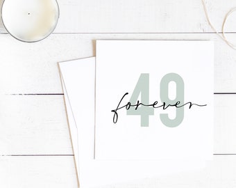 Printable Forever 49 Funny 50th Birthday Greeting Card | Blank Folded Card | Instant Download