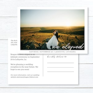 Postkarte | Elopement Foto Postkarte | Hochzeitsanzeige | Druckbare Instant Download | Editierbare Vorlage