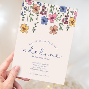 Wildflower Birthday Party Invitations | Printable Instant Download | Editable Template