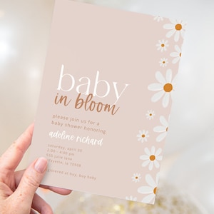 Daisy Baby in Bloom Baby Shower Party Invitations | Printable Instant Download | Editable Template