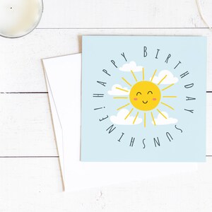 Carte de voeux imprimable Happy Birthday Sunshine | Carte pliée vierge | Téléchargement instantané