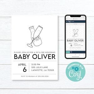 Sip and See Invitations | Baby Meet and Greet Invite | Printable Instant Download