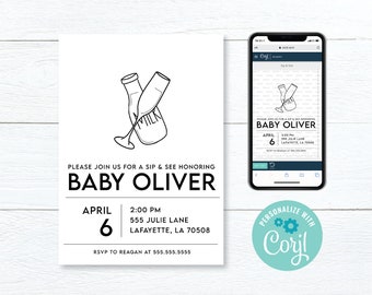 Sip and See Invitations | Baby Meet and Greet Invite | Printable Instant Download