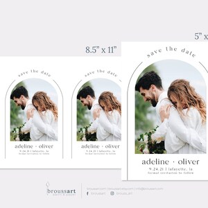 May include: Save the date card with a photo of a couple in an archway. The text reads "save the date" and "adeline oliver 9.24.21 lafayette, la formal invitation to follow".