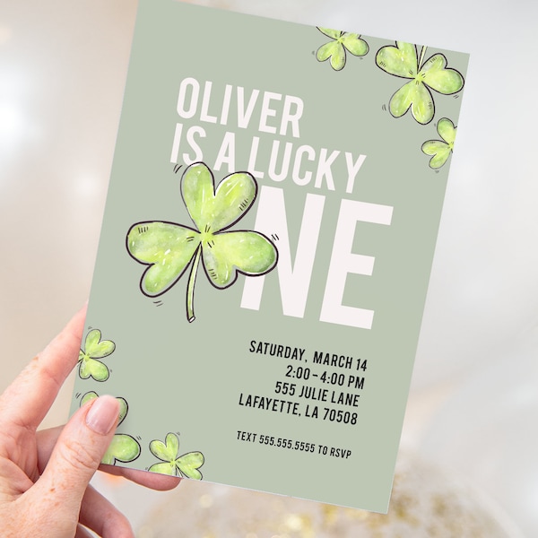 Lucky One First Birthday Party Invitations | Printable Instant Download | Editable Template