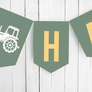 Printable Tractor Birthday Banner | Instant Download | Modern Farm Party Decorations | Printable Bunting