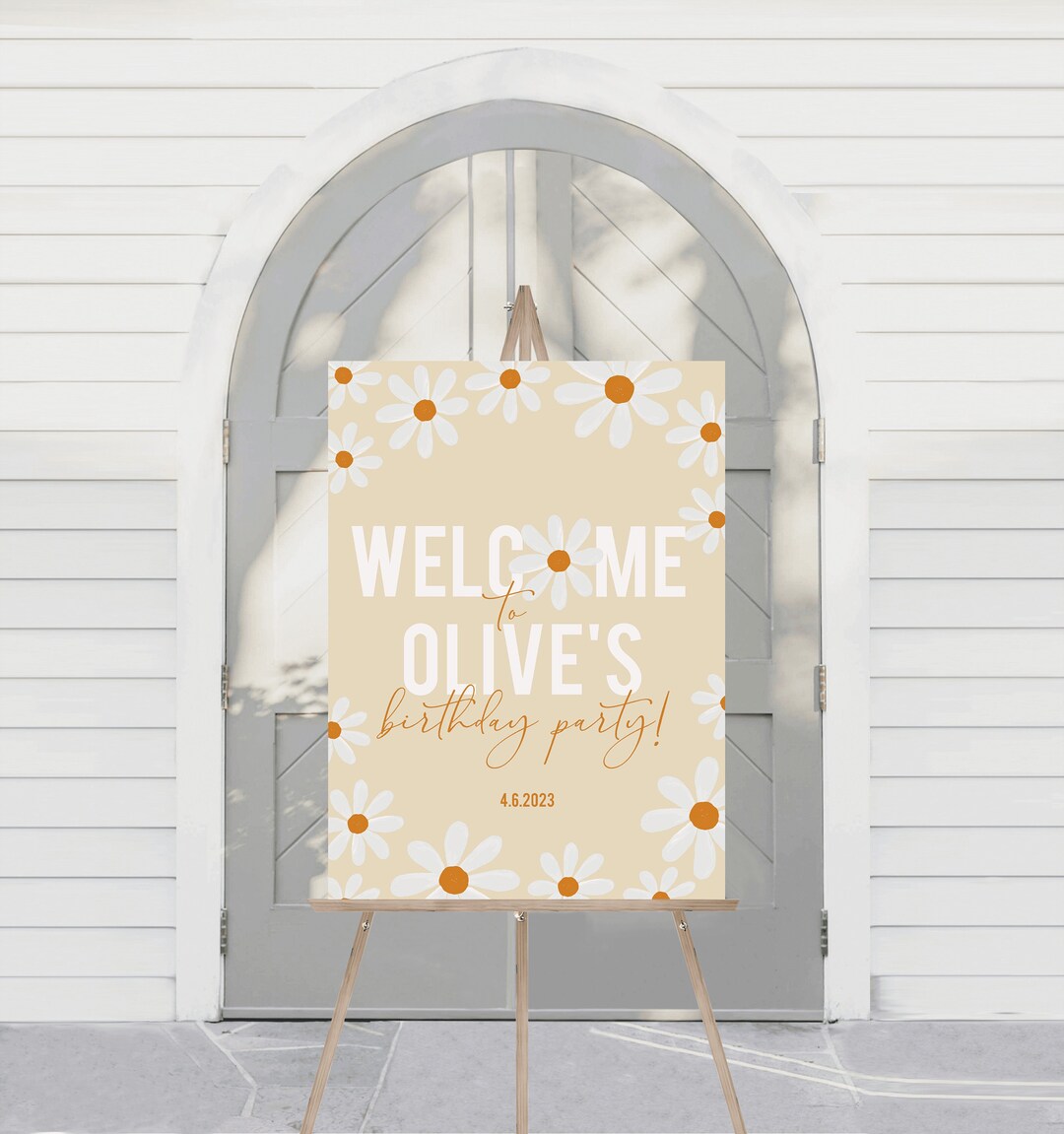 Retro Daisy Birthday Party Welcome Sign | Printable Instant Download ...