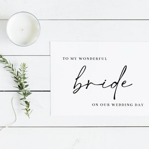 Imprimible para mi maravillosa novia en nuestra tarjeta del día de la boda / Pequeña tarjeta plegada en blanco / Descarga instantánea